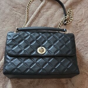 Kate Spade Black Quilted Shoulder Bag with Gold Chain